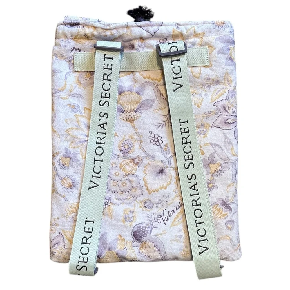 VICTORIA’S SECRET pink & lavender floral packable beach towel backpack NWT!
